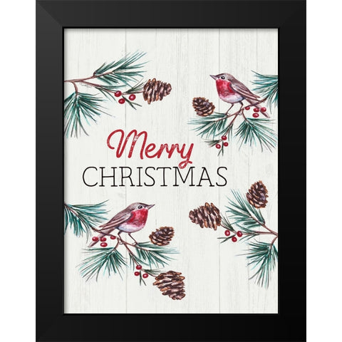 Merry Christmas Black Modern Wood Framed Art Print by Tyndall, Elizabeth