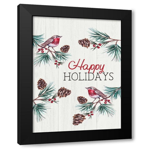 Happy Holidays Black Modern Wood Framed Art Print by Tyndall, Elizabeth