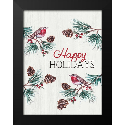 Happy Holidays Black Modern Wood Framed Art Print by Tyndall, Elizabeth
