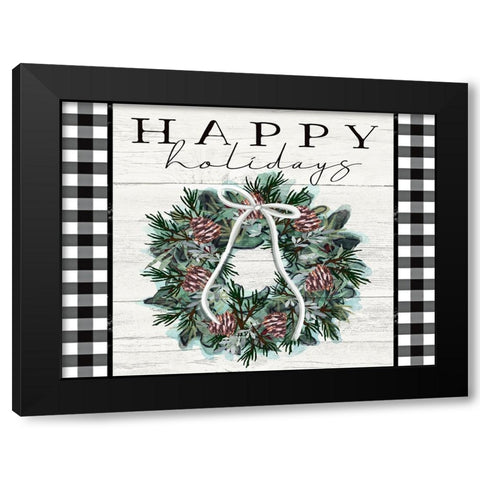 Happy Holidays Black Modern Wood Framed Art Print with Double Matting by Tyndall, Elizabeth