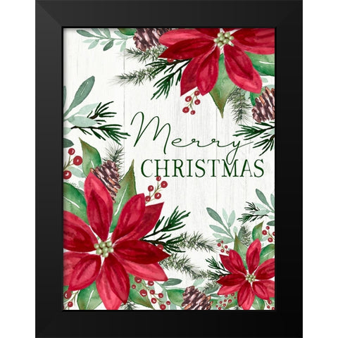 Merry Christmas Black Modern Wood Framed Art Print by Tyndall, Elizabeth