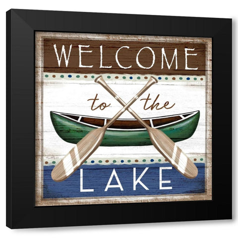 Welcome to the Lake Black Modern Wood Framed Art Print with Double Matting by Tyndall, Elizabeth