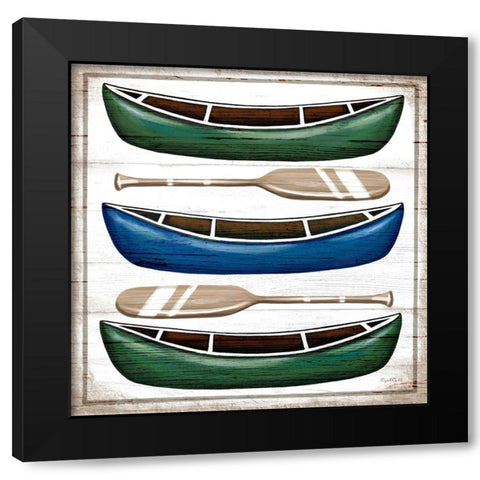 Canoes Black Modern Wood Framed Art Print with Double Matting by Tyndall, Elizabeth
