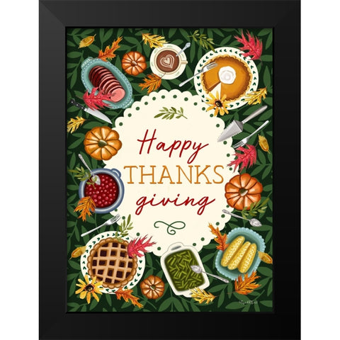 Happy Thanksgiving Black Modern Wood Framed Art Print by Tyndall, Elizabeth