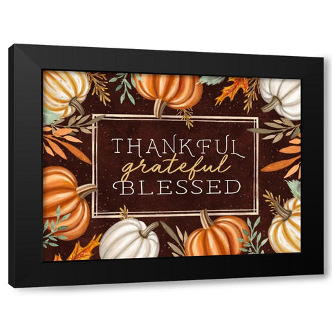 Thankful, Grateful, Blessed Black Modern Wood Framed Art Print with Double Matting by Tyndall, Elizabeth