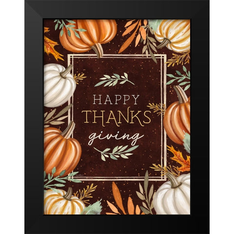 Happy Thanksgiving Black Modern Wood Framed Art Print by Tyndall, Elizabeth