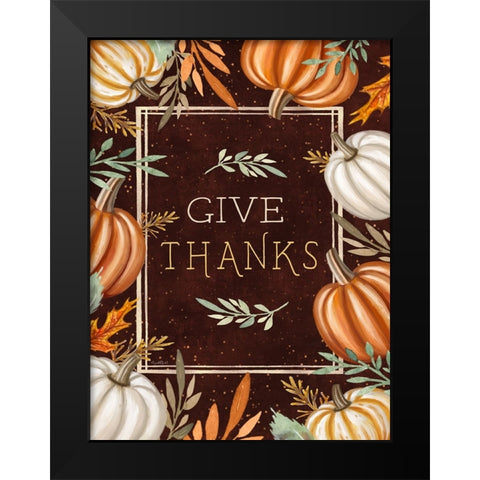Give Thanks Black Modern Wood Framed Art Print by Tyndall, Elizabeth