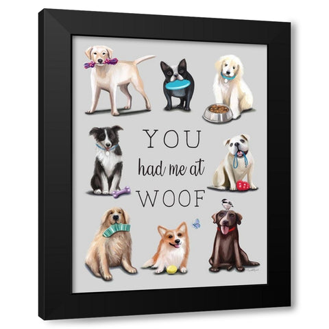 Woof Black Modern Wood Framed Art Print by Tyndall, Elizabeth