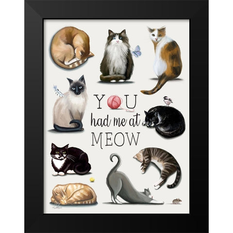 You Had Me at Meow Black Modern Wood Framed Art Print by Tyndall, Elizabeth