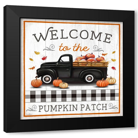 Pumpkin Patch Welcome Black Modern Wood Framed Art Print with Double Matting by Tyndall, Elizabeth