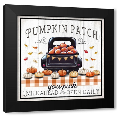 Pumpkin Patch Truck Black Modern Wood Framed Art Print by Tyndall, Elizabeth