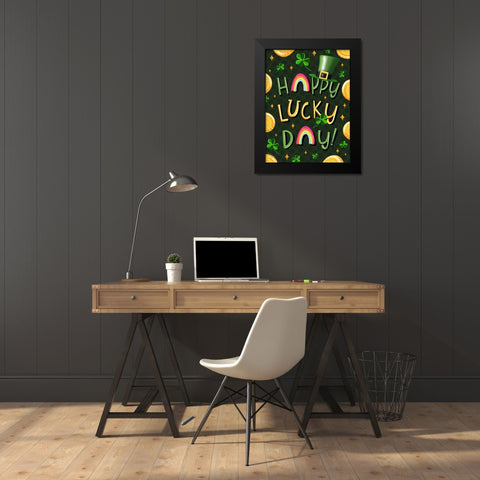 Happy Lucky Day Black Modern Wood Framed Art Print by Tyndall, Elizabeth