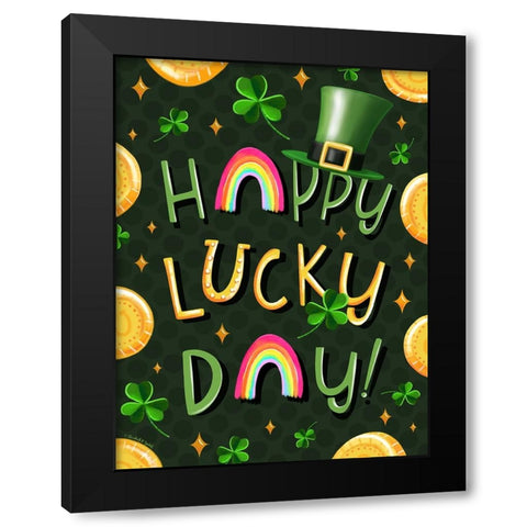 Happy Lucky Day Black Modern Wood Framed Art Print by Tyndall, Elizabeth