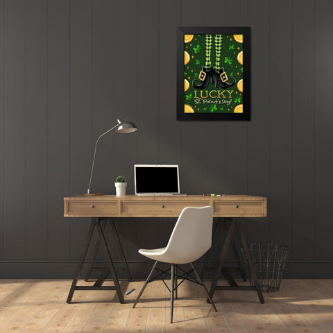 Lucky St. Patricks Day Black Modern Wood Framed Art Print by Tyndall, Elizabeth