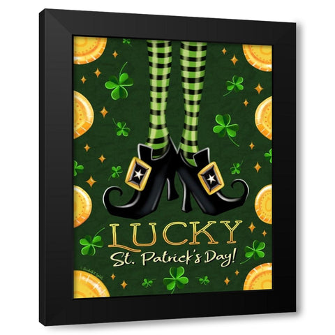 Lucky St. Patricks Day Black Modern Wood Framed Art Print with Double Matting by Tyndall, Elizabeth