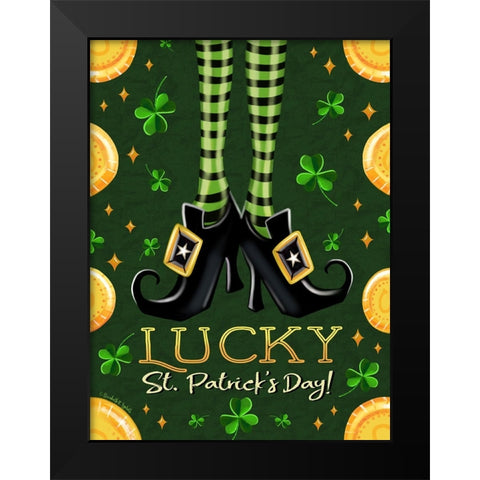 Lucky St. Patricks Day Black Modern Wood Framed Art Print by Tyndall, Elizabeth