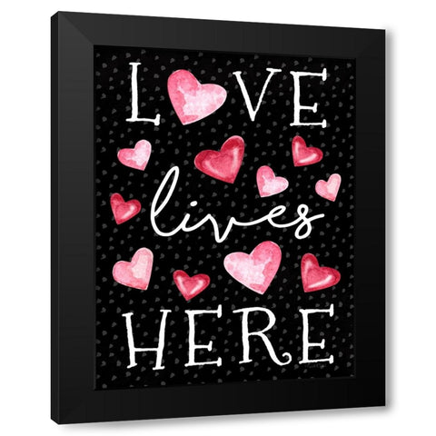 Love Lives Here Black Modern Wood Framed Art Print with Double Matting by Tyndall, Elizabeth