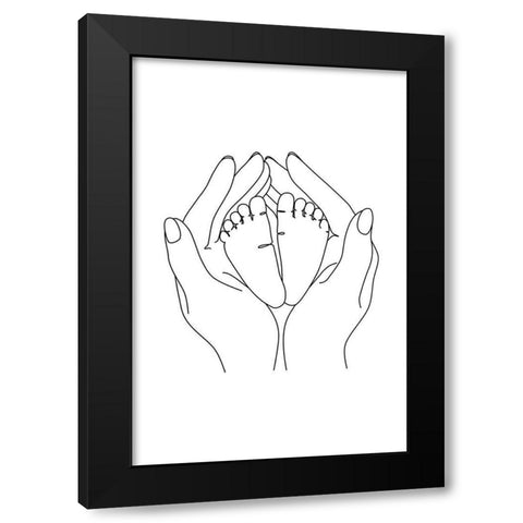 Baby Feet Black Modern Wood Framed Art Print with Double Matting by JJ Design House