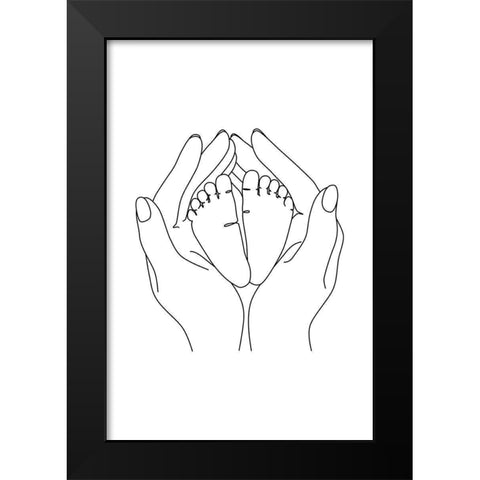 Baby Feet Black Modern Wood Framed Art Print by JJ Design House