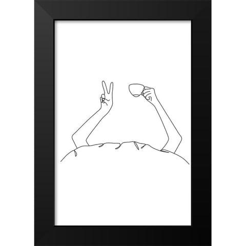 Coffee in Bed Black Modern Wood Framed Art Print by JJ Design House