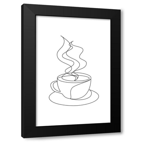 Coffee Cup Black Modern Wood Framed Art Print with Double Matting by JJ Design House