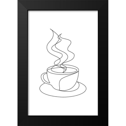 Coffee Cup Black Modern Wood Framed Art Print by JJ Design House