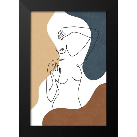 Curves Black Modern Wood Framed Art Print by JJ Design House