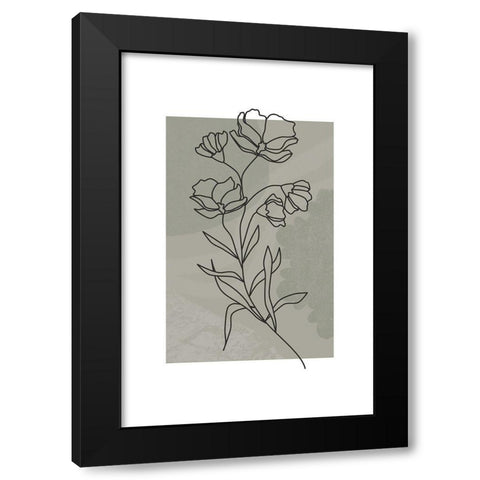 Sage Floral Black Modern Wood Framed Art Print by JJ Design House