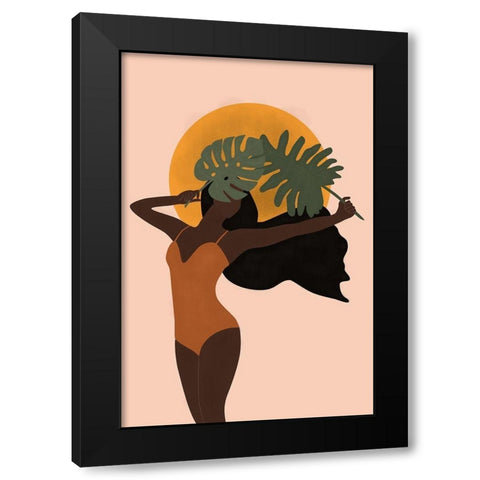 Botanical Babe II Black Modern Wood Framed Art Print with Double Matting by JJ Design House