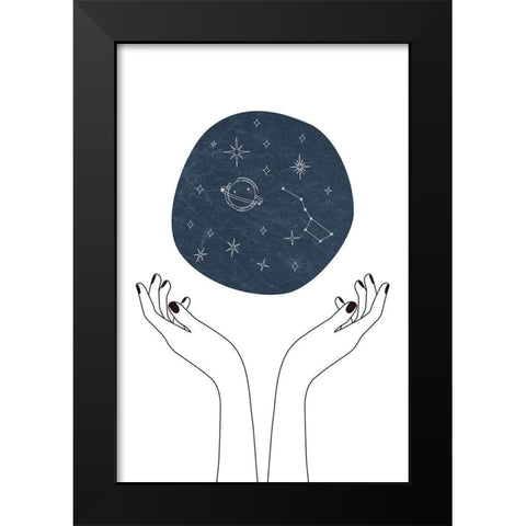 Hand and Stars Black Modern Wood Framed Art Print by JJ Design House