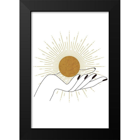 Hand and Sun Black Modern Wood Framed Art Print by JJ Design House