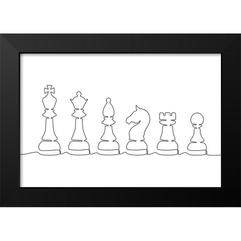 Line Up Black Modern Wood Framed Art Print by JJ Design House