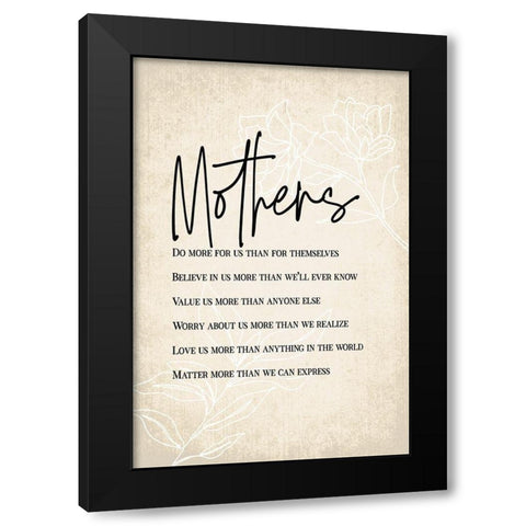 Mothers Are... Black Modern Wood Framed Art Print by JJ Design House