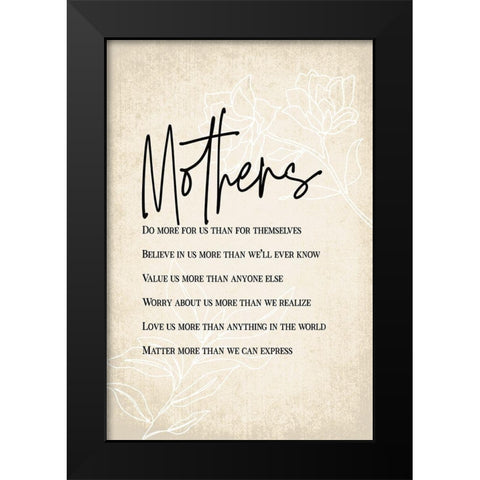 Mothers Are... Black Modern Wood Framed Art Print by JJ Design House
