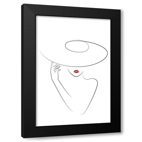 Hat Couture II Black Modern Wood Framed Art Print by JJ Design House
