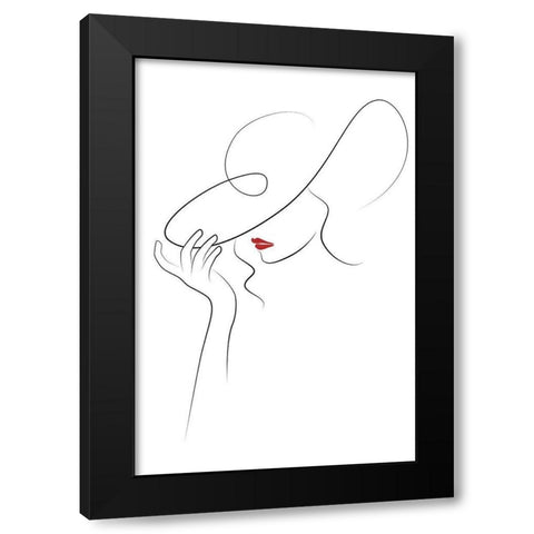 Hat Couture V Black Modern Wood Framed Art Print with Double Matting by JJ Design House