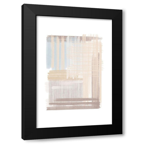 Blue Neutral Abstract Black Modern Wood Framed Art Print with Double Matting by JJ Design House