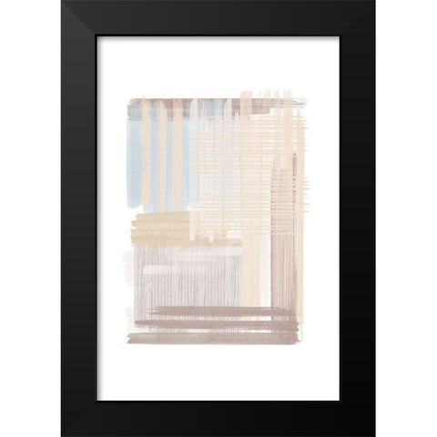 Blue Neutral Abstract Black Modern Wood Framed Art Print by JJ Design House