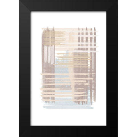 Blue Neutral Abstract III Black Modern Wood Framed Art Print by JJ Design House