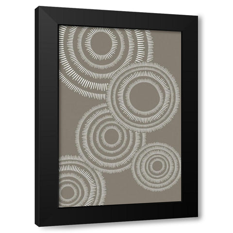 Abstract Circles Black Modern Wood Framed Art Print with Double Matting by JJ Design House