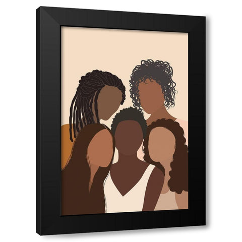 Five Females Black Modern Wood Framed Art Print with Double Matting by JJ Design House