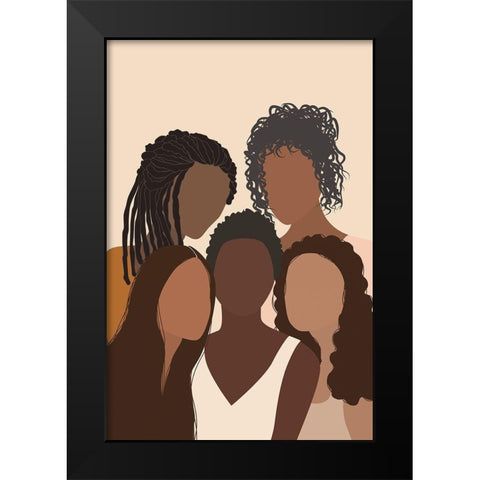 Five Females Black Modern Wood Framed Art Print by JJ Design House