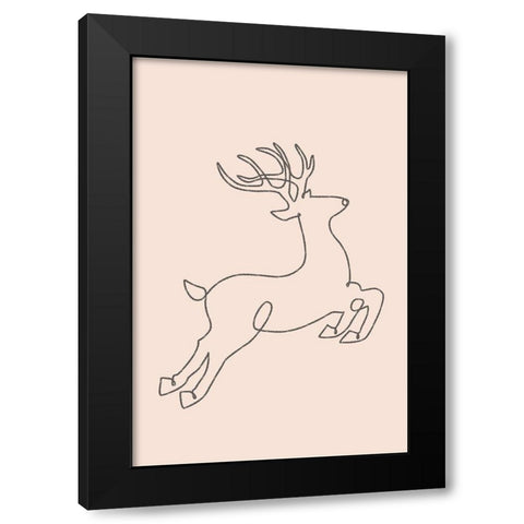 Reindeer Black Modern Wood Framed Art Print by JJ Design House