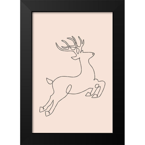 Reindeer Black Modern Wood Framed Art Print by JJ Design House