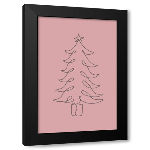 Christmas Tree Black Modern Wood Framed Art Print by JJ Design House