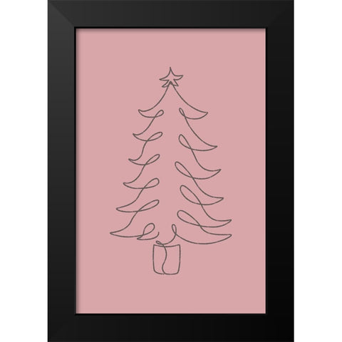 Christmas Tree Black Modern Wood Framed Art Print by JJ Design House