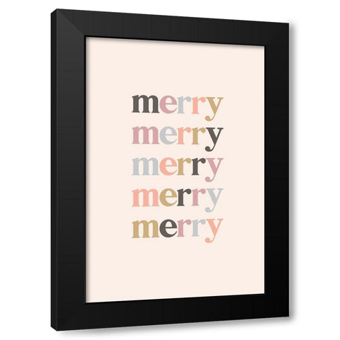 Merry   Black Modern Wood Framed Art Print with Double Matting by JJ Design House