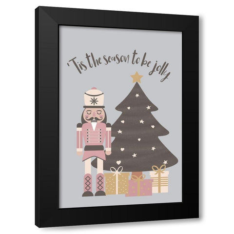 Tis the Season Black Modern Wood Framed Art Print with Double Matting by JJ Design House