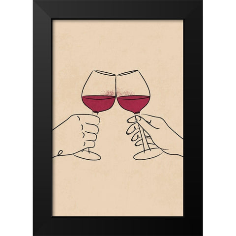Cheers Black Modern Wood Framed Art Print by JJ Design House