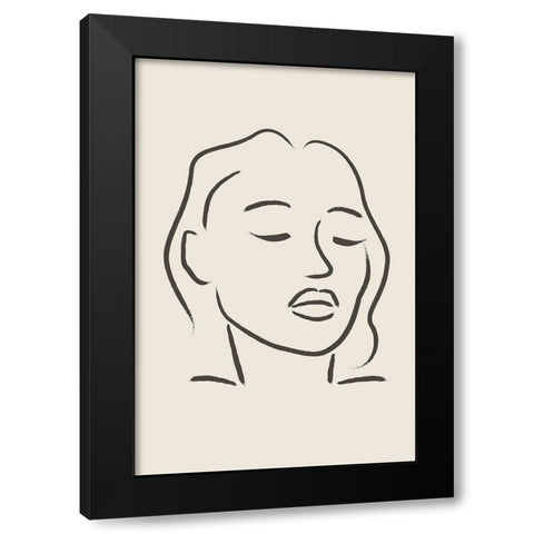 A Womans Face Black Modern Wood Framed Art Print with Double Matting by JJ Design House